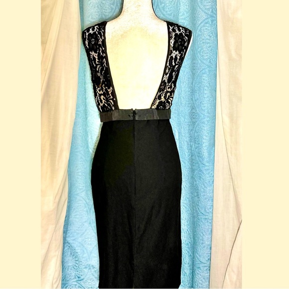 Unique Vintage Black Lace Sleeveless Pencil Dress - Picture 3 of 3